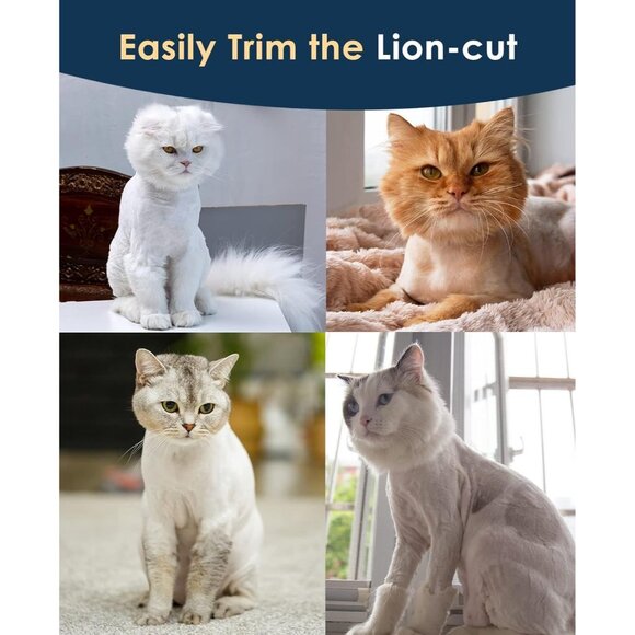 Oneisall Cat Grooming Kit Clippers Scissors Comb Hair Trimmer Set Quiet Shaver - Picture 4 of 13